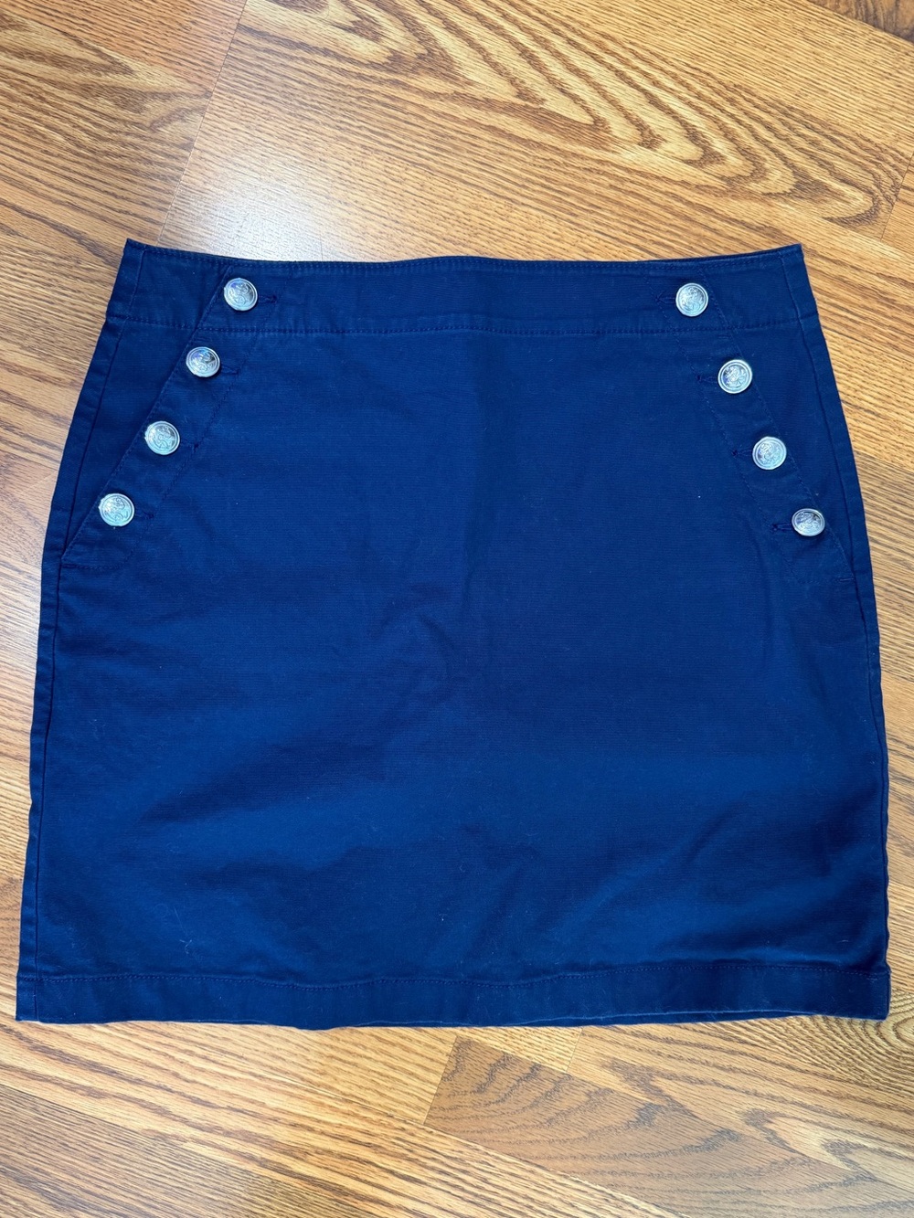 Navy Button-Accent Women's Skirt
